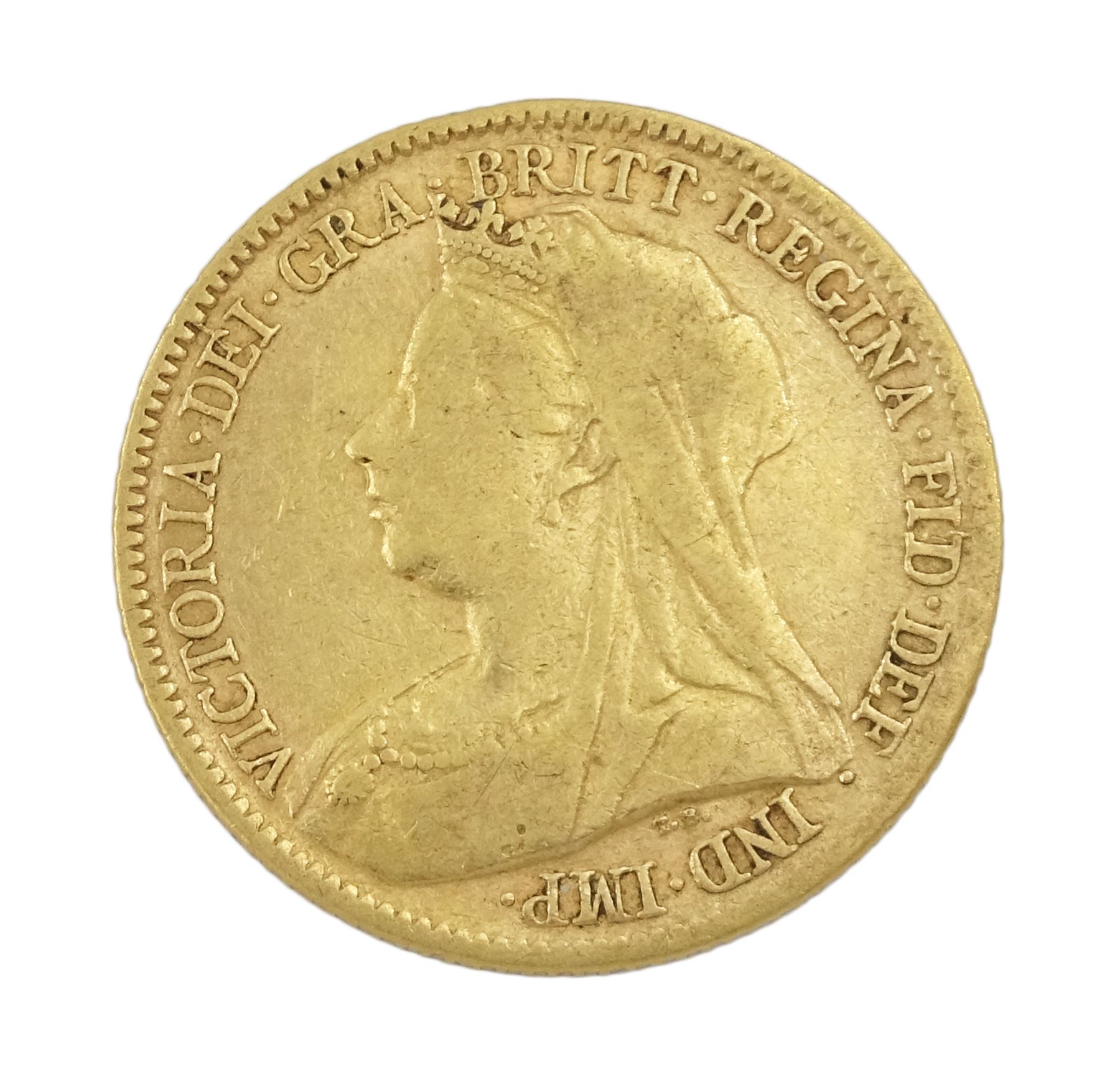 Queen Victoria 1900 gold half sovereign coin