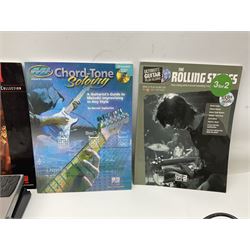 Zoom GFX-4 Guitar Effects processor; quantity of assorted cables; tremolo arms; plectrum wallet; Steepletone SMH10 earphones etc