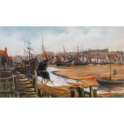 George Sparkes (Yorkshire Contemporary): 'Low Tide - Whitby Upper Harbour c.1890', acrylic...