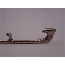 Scandinavian silver ladle, the handle with horse head finial and hammered finish, stamped 830s with makers mark, possibly for I Rorvig, Denmark, L18.5cm