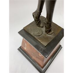 After D.H. Chiparus, an Art Deco style bronze, modelled as a female dancer, raised upon a marble base, including base H55cm