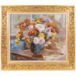 Dame Ethel Walker DBE ARA (British 1861-1951): Still Life, oil on canvas, signed on stretcher verso 50cm x 60cm
Provenance: with Louise Kosman, label verso