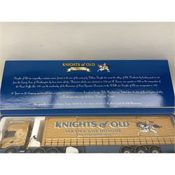 Three Corgi 1:50 scale lorries - Gold Star Special ERF EC Petrol Tanker - BP No.CC11907; limited edition Knights of Old 50th Anniversary 1953-2003 Scania Topline Curtainside No.12911; and limited edition Volvo FH Fridge Trailer - Van der Kwaak No.CC12419; all boxed (3)