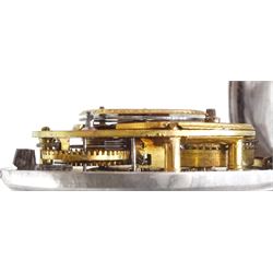 George III silver pair cased verge fusee pocket watch by Edward Davenport, London, No. 7756, white enamel dial with Roman numeral hour markers, case by Joseph Glenny, London 1806