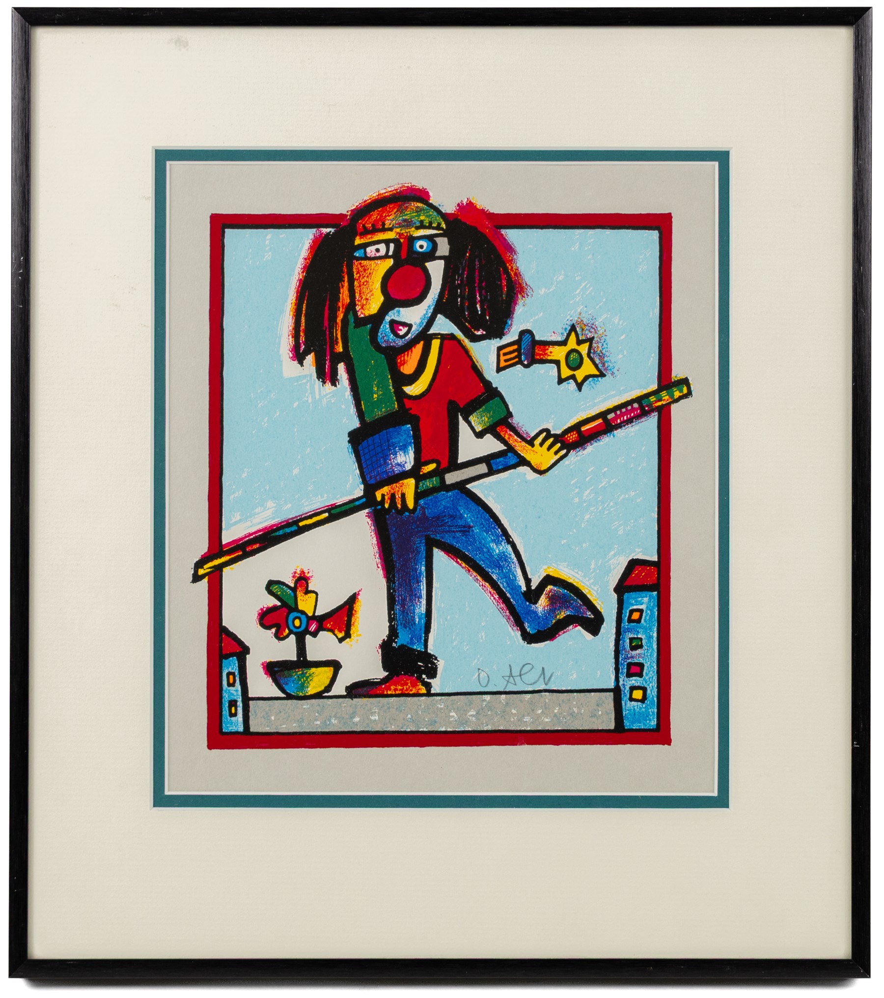 Otmar Alt (German 1940-): 'An Acrobat in Lippstadt' and 'The Tightrope Walker', two limited edition screenprints signed max 23.5cm x 22.5cm (2)
