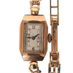 9ct gold cased ladies wristwatch on a 9ct gold bracelet strap, together with a gold plated Seiko wristwatch on a 9ct gold bracelet strap