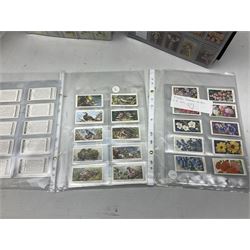 Quantity of mostly cigarette cards, housed in ring binder albums and loose, by Ardath, W.D. & H.O. Wills, John Player & Sons, The American Tobacco Co etc, including famous film stars, cinema stars, wild birds, poultry, dogs etc and various books or catalogues relating to cigarette card collecting, in one box