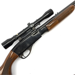 Remington Fieldmaster Model 572 rim-fire .22 pump action seventeen-shot long rifle with Nikko Stirling 4x scope, barrel threaded for sound moderator, L108cm; in gun sling with quantity of ammunition RFD OR FIREARMS LICENCE HOLDERS ONLY
