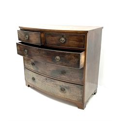 19th century mahogany bow front chest, two short and three long drawers, shaped bracket supports 