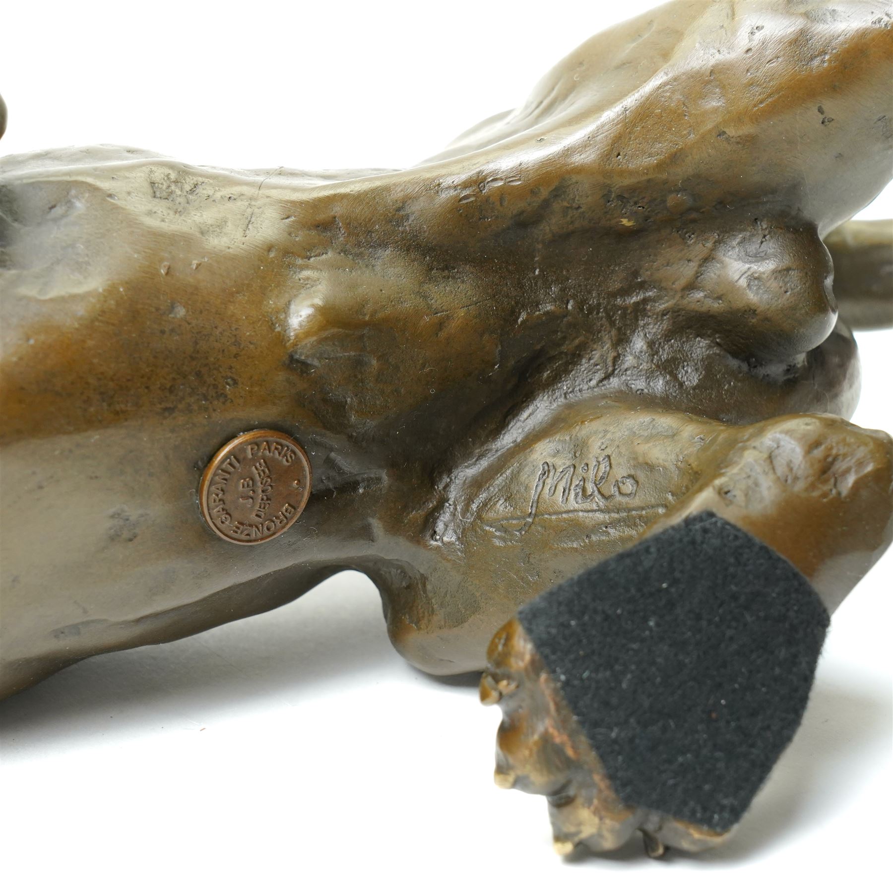 After Milo - bronze modelled as a cougar or panther in crouching pose, bearing signature and foundry mark, L40cm