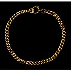 Early 20th century 9ct rose gold curb link bracelet, each link stamped 9 375, with yellow gold spring clasp, stamped 9ct
