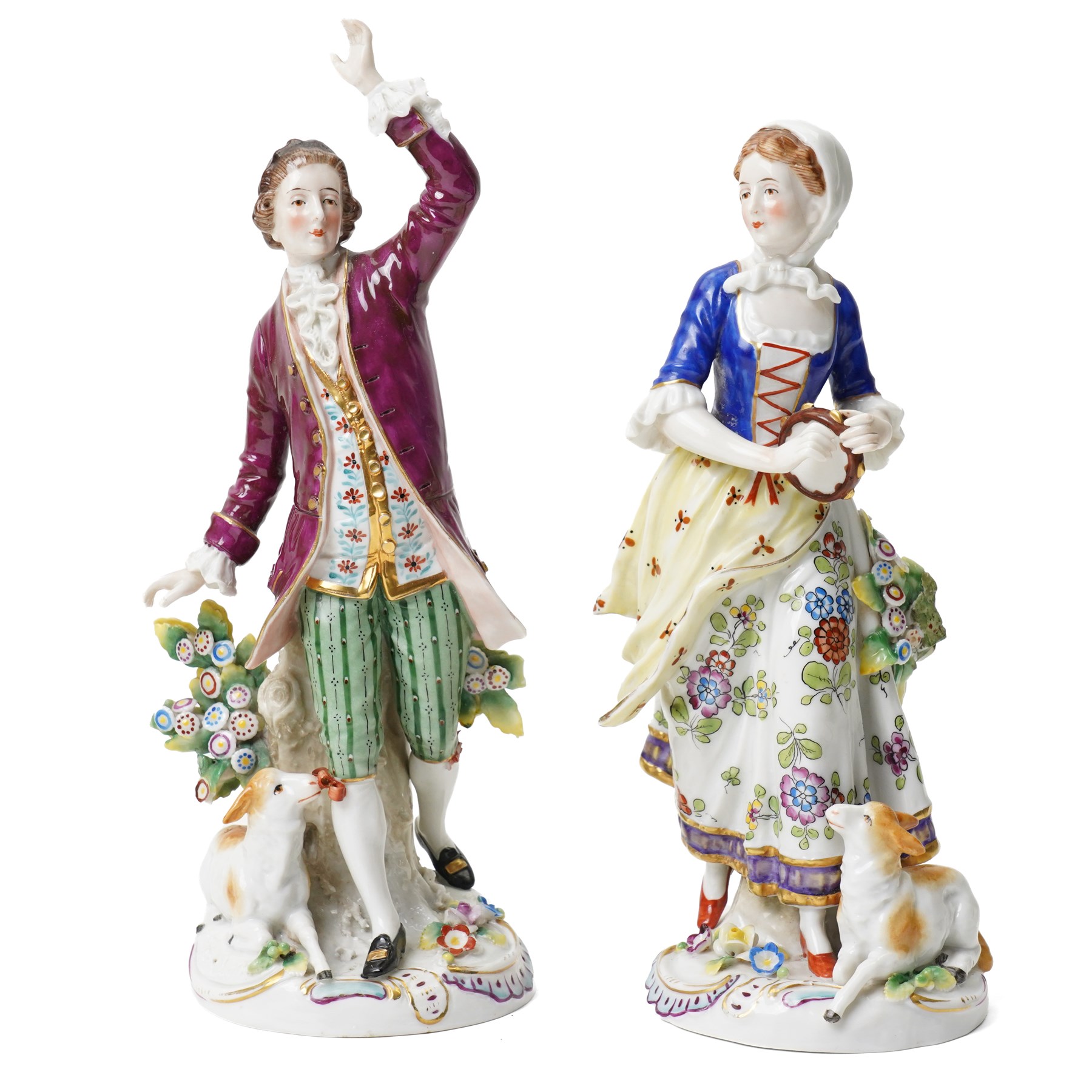 Pair of Samson of Paris male and female figures H26cm and two other figures