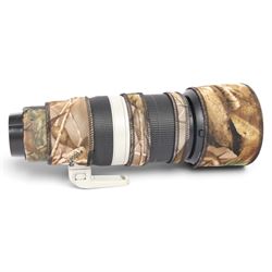 Canon EF 100-400mm f/4.5-5.6L Image Stabilising Ultrasonic camera lens serial no. 4710001538, with camouflage cover and lens case, boxed with instructions
