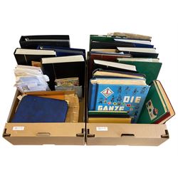 Great British and World stamps, in various albums, stock books, and loose, in two boxes