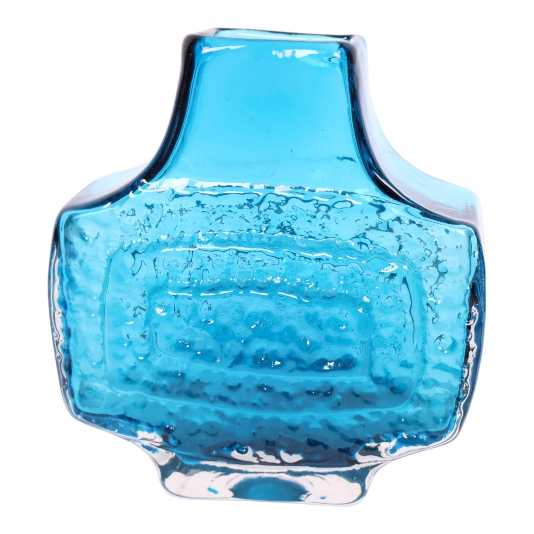 Geoffrey Baxter, Whitefriars - mid century TV vase, in Kingfisher blue, H18cm