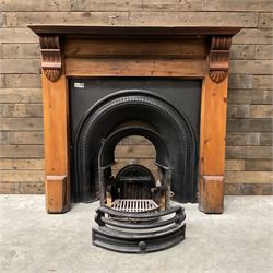 Gallery Collection open fireplace - Victorian design cast iron fire inset with polished pine surround