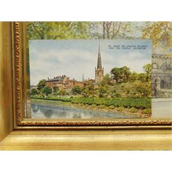 Albert Henry Findley (British 1880-1975): St Mary's Church Leicester, watercolour signed 29cm x 37cm, with a postcard depicting the same scene