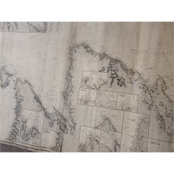 'Coast North of Flamborough Head', large 19th century map pub. James Imray & Son 1892, 119cm x 197cm (unframed)