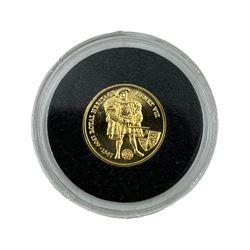 Four one twenty-fifth of an ounce 24 carat gold coins, from 'The Smallest Gold Coins of the World Collection', all with Westminster certificates (4)