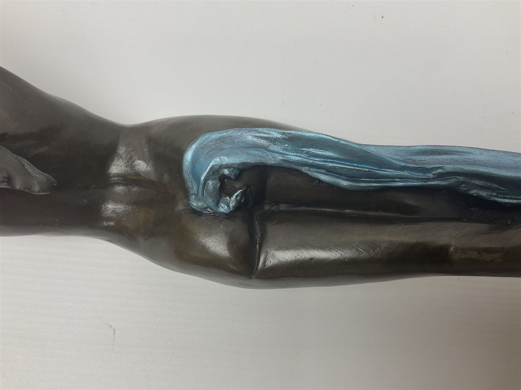 After Joseph Michel Ange Pollet, bronze nude figure of a woman, upon an oval marble base, H46cm