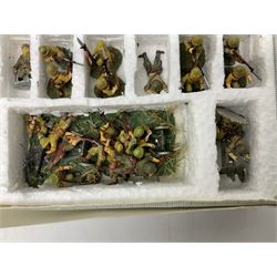 Lamming Miniatures - Bill Lammings own 1970s promotional display set of fifty-two 25mm miniature WW2 Japanese Infantry soldiers with two howitzers and mortar team; hand painted by Bill Lamming for exhibition