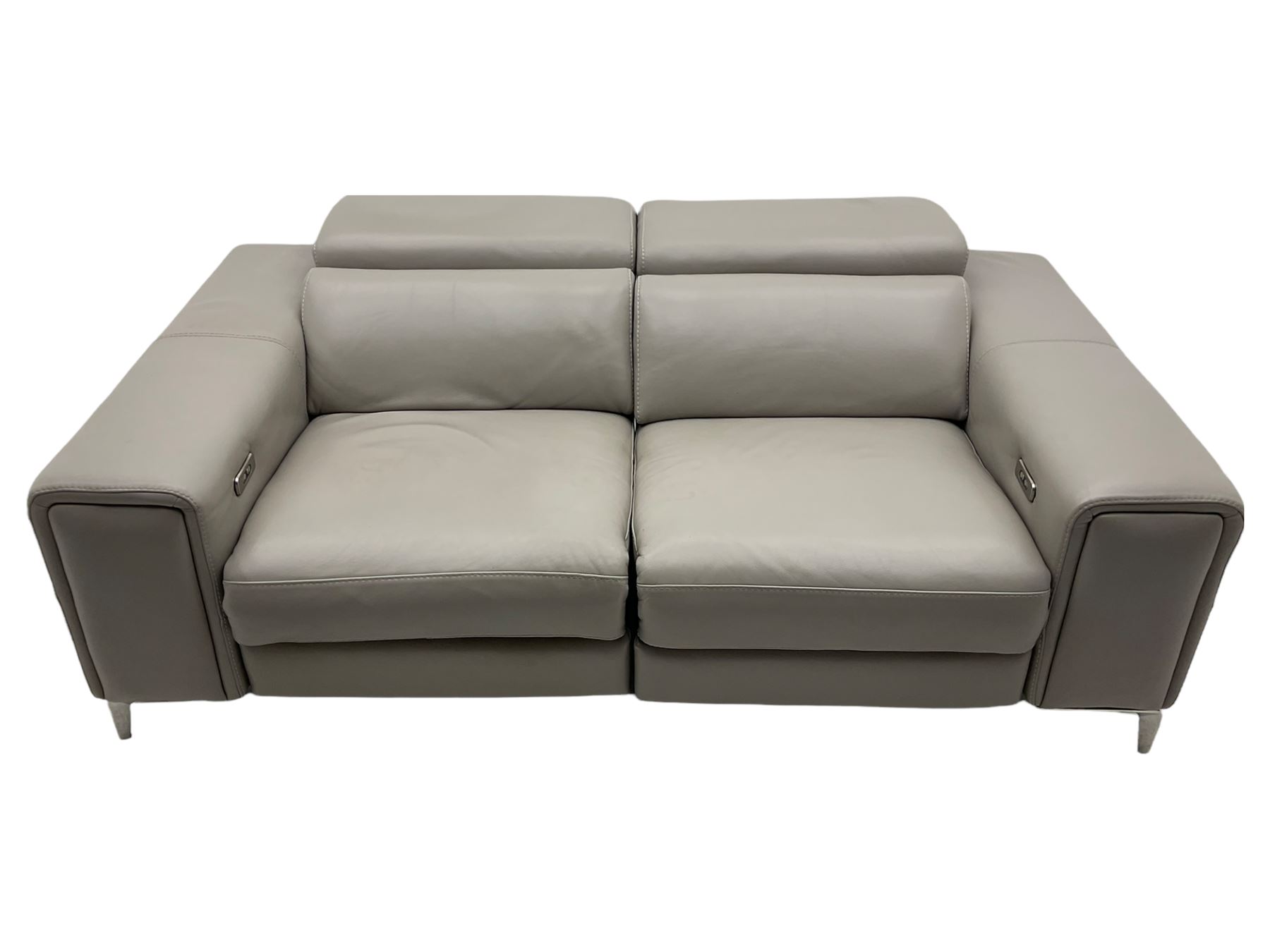 Franco Ferri Italia Carter power reclining two seat sofa, upholstered in Tosca grey leather