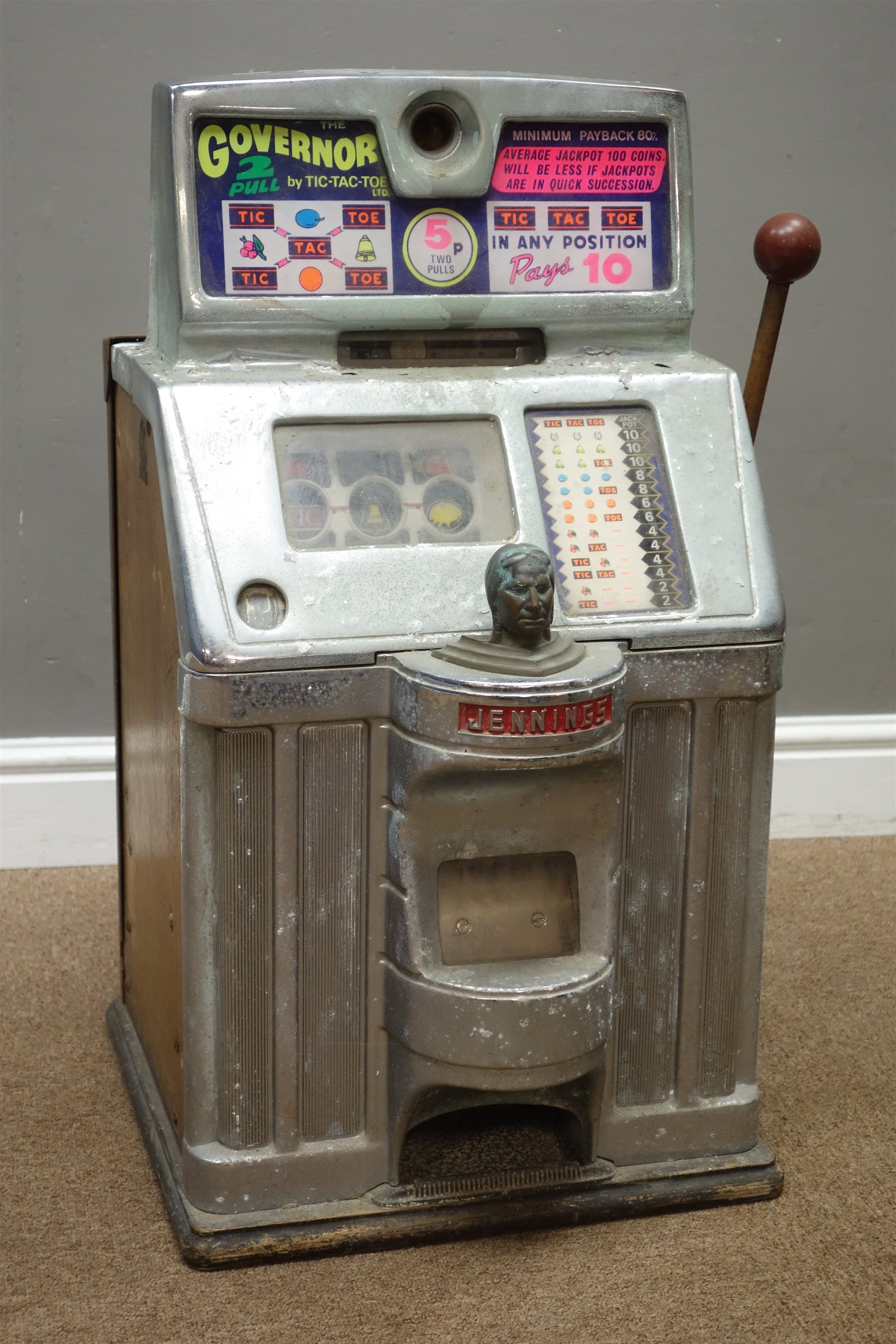 1960s Jennings 'The Governor 2 Pull' by TicTacToe Ltd. one arm bandit