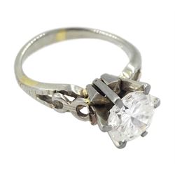 18ct white gold single stone round brilliant cut diamond ring diamond approx 1.10 carat