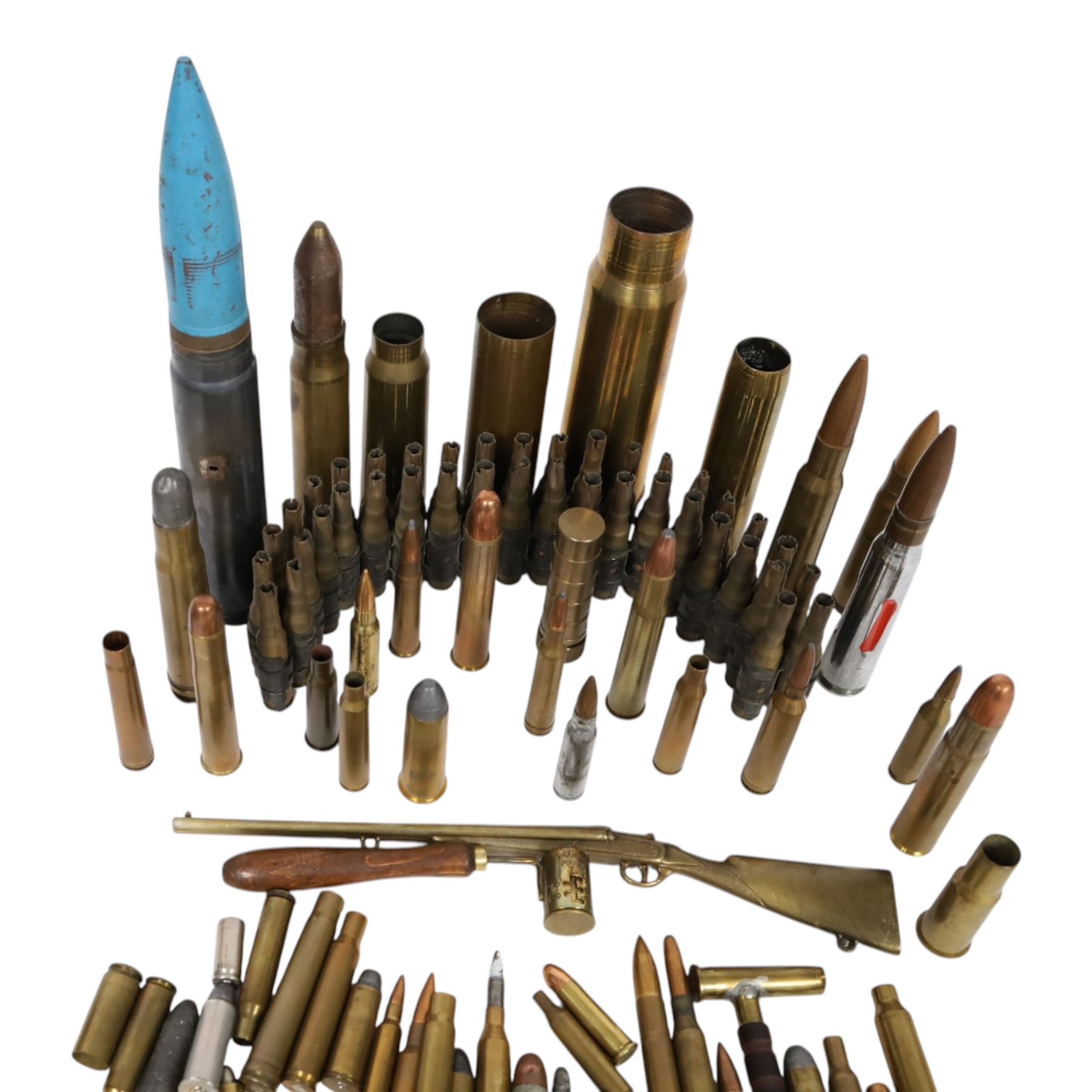 Collection of inert shells and cases, including 20mm BBC 1941,  27-145-DM1001 etc