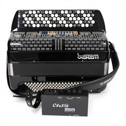 SEM Ciao 5-row digital reedless chromatic button midi-accordion, with 87-black and white b...