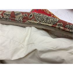 Collection of predominantly Chinese style cushions, to include feather down examples