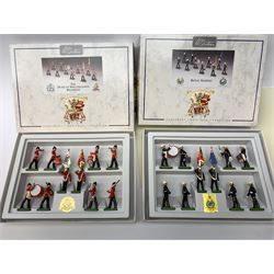 Britains - four sets of soldiers in the Collection Series comprising The York and Lancaster Regiment with two additional soldiers, Royal Marines, The Green Howards and The Duke of Wellington's Regiment (West Riding); together with six pairs of figures from the Coldstream Guards Band Nos.8306/7/8/9/10/11; all virtually mint and boxed (10)