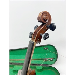 John Murdoch & Co 'The Maidstone' three-quarter size violin with 33.5cm two-piece maple back and ribs and spruce top, bears label, 55cm overall, in hard carrying case with bow