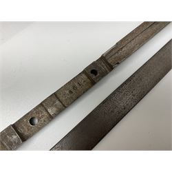 Assorted rifle and pistol spares; early Gem air rifle with sawn off barrel (piece present); telescopic sight; canvas/leather ammunition pouch; Mauser stock; barrel browning solution etc