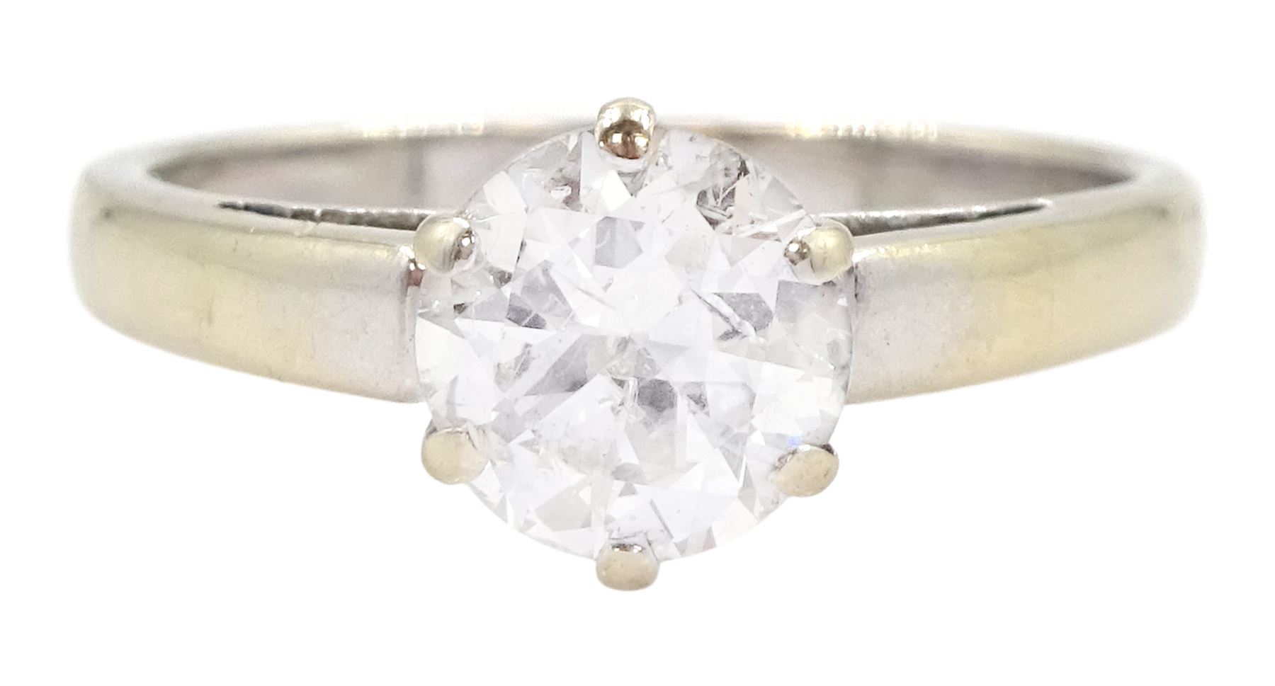 18ct gold single stone old cut diamond ring, diamond approx 1.10 carat