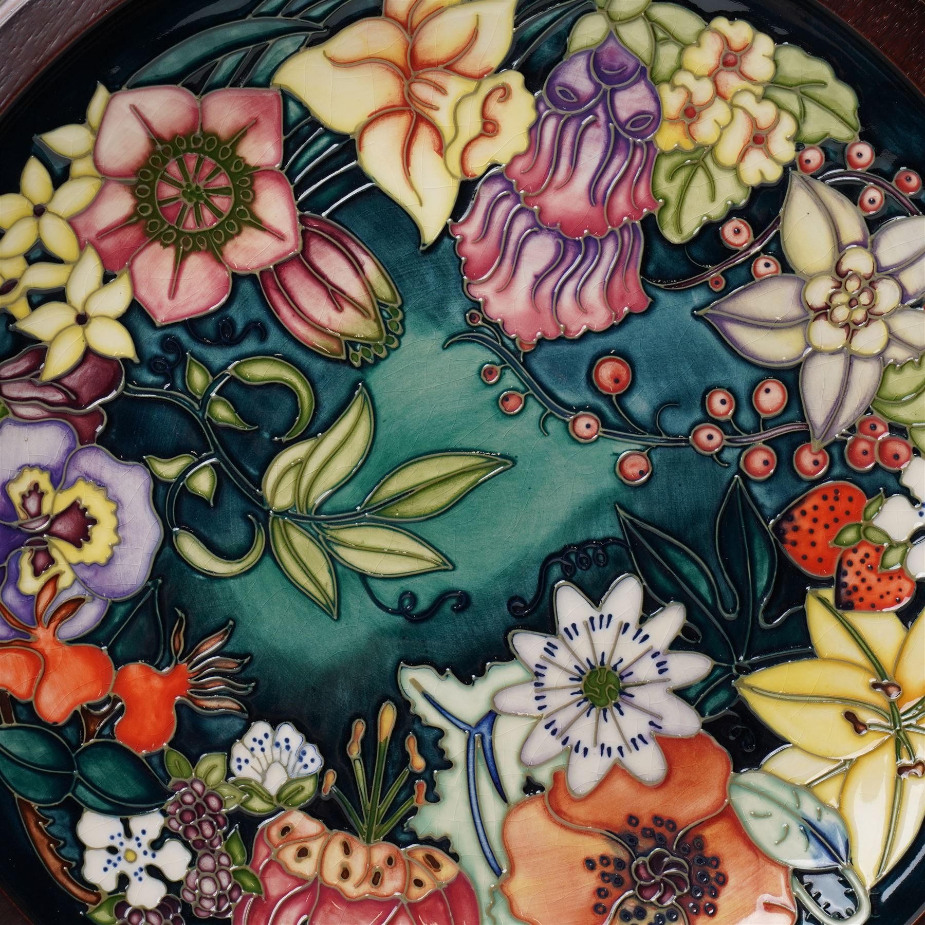 Moorcroft Carousel pattern charger and frame | Wood, Metal & Other