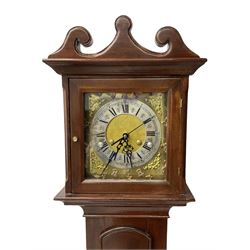 Mahogany cased grandmother clock with a quartz movement.