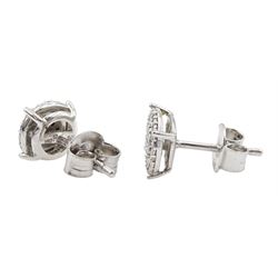 Pair of 9ct white gold diamond cluster stud earrings, hallmarked