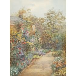 E W Gibbons (British early 20th century): Cottage Garden, watercolour signed 30cm x 22cm