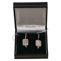 Pair of silver mother of pearl pendant earrings, boxed 