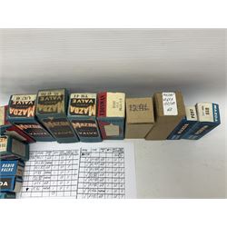 Collection of Mazda thermionic radio valves/vacuum tubes, including TH41, HL41 DD, U191, PL504 etc approximately 55 as per list, mostly boxed