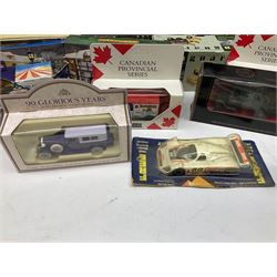 Collection of Diecast model vehicles, including Lledo The Golden Days of the Film Industry limited edition set, Lledo H Samuel boxed vehicle, and other similar examples 