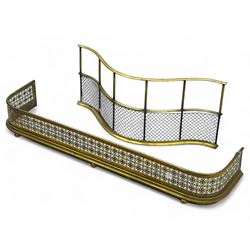 Two Victorian brass fenders, with lattice design, 123x31x18cm, the other of serpentine for...