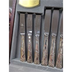 Viners King's Royale pattern canteen of silver plated cutlery for six place settings