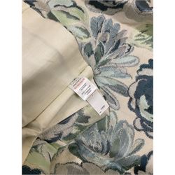 Marks & Spencer Home - lined curtains in blue floral patterned fabric, pleated header, with tie backs, W180cm, Fall - 195cm