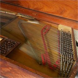 Early 19th century George IV Square Piano by William Rolfe & Co, 112 Cheapside, London, c1821. Mahogany veneered case with rosewood crossbanding and brass stringing, with sustain pedal and reeded legs on a tapered spiral with brass capitals, with three music draws beneath and a folding duet music stand, nameboard with makers name on a round gilt medallion and open silk backed fretwork to the ends, serial No 6699, double strung, English double action with 68 ivory and ebony keys, F1-C7. original strings, hammers and dampers, soundboard and bridge in good condition, with original makers written instructions on regulating the action and tuning the piano attached to the inside of the instrument. In good condition, however the action is in need of regulation and tuning.
William Rolfe is thought to have been in business between 1785 and 1828. 
Given the intricate nature of these historic instruments, specialist support will be available if required, to assist successful buyers with safe removal and onward handling. Price upon application.


This item has been registered for sale under section 10 of the APHA Ivory Act Reference PB6GL6SZ