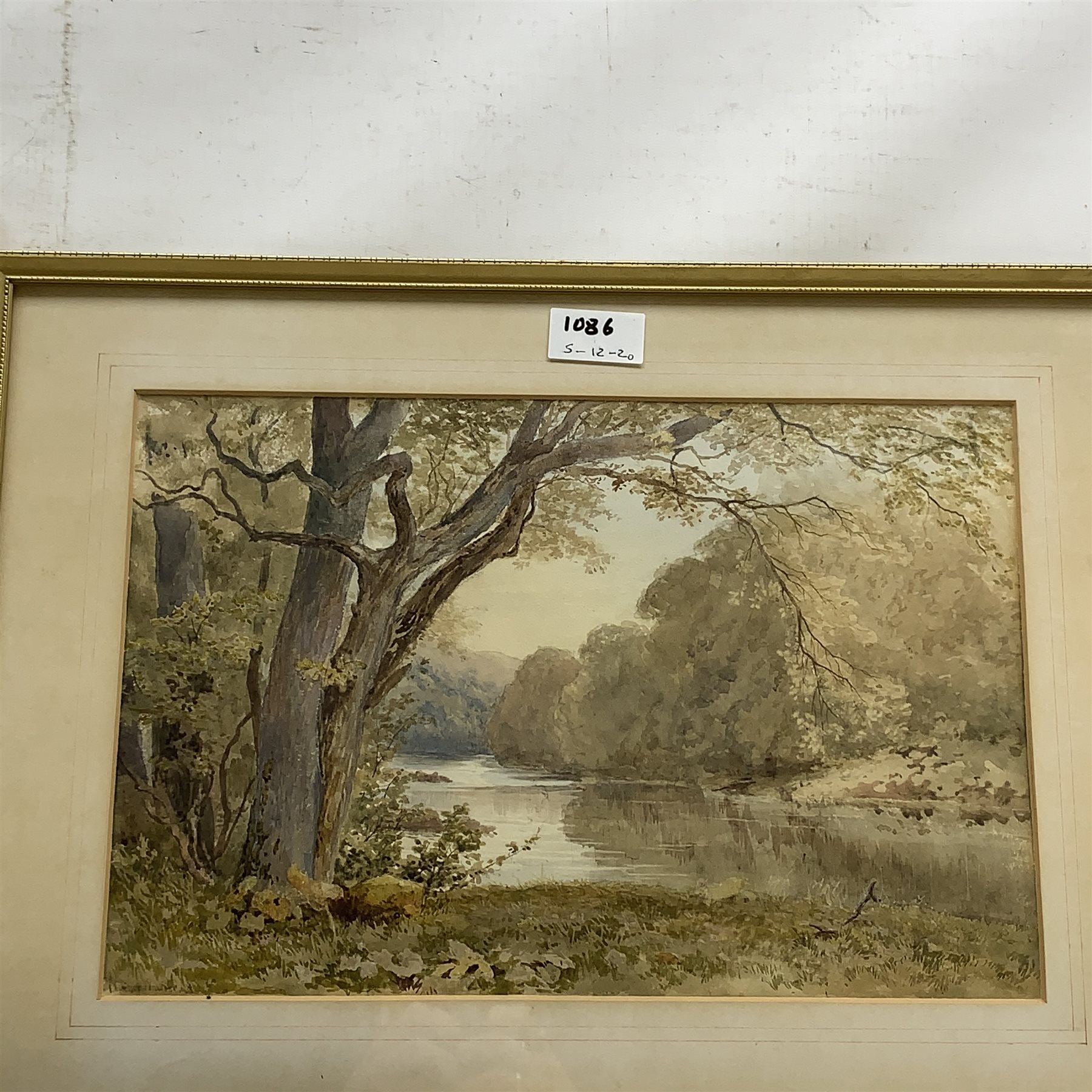 William Eyre Walker (British 1847-1930): River Landscape, watercolour signed, Abbey Ruins, probably Newminster Abbey Northumberland, late 19th century watercolour unsigned, and River Landscape, early 20th century watercolour indistinctly signed, max 23cm x 35cm (3)
