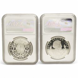 The Royal Mint United Kingdom 'His Majesty King Charles III Silver Proof Effigy Set' comprising 2022 and 2023 silver proof two pound coins each encapsulated and graded 'PF 70 Ultra Cameo' by NGC, cased with certificate
