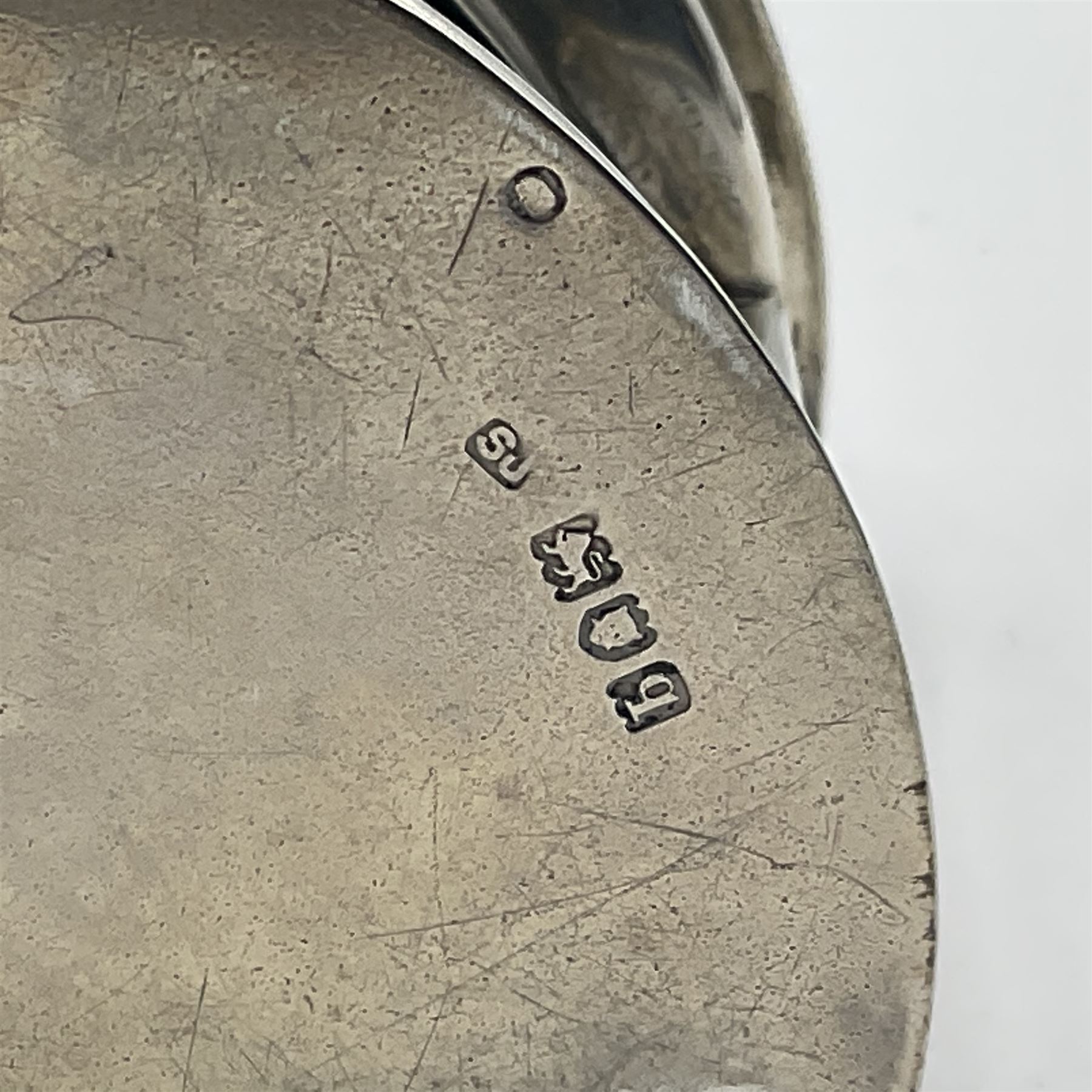 Early 20th century silver novelty inkwell, modelled as a ship's port lantern, with swing handle, convex red glass panel and hinged cover opening to reveal a glass liner, hallmarked Samuel Jacob, London 1911, height not including handle H8.5cm