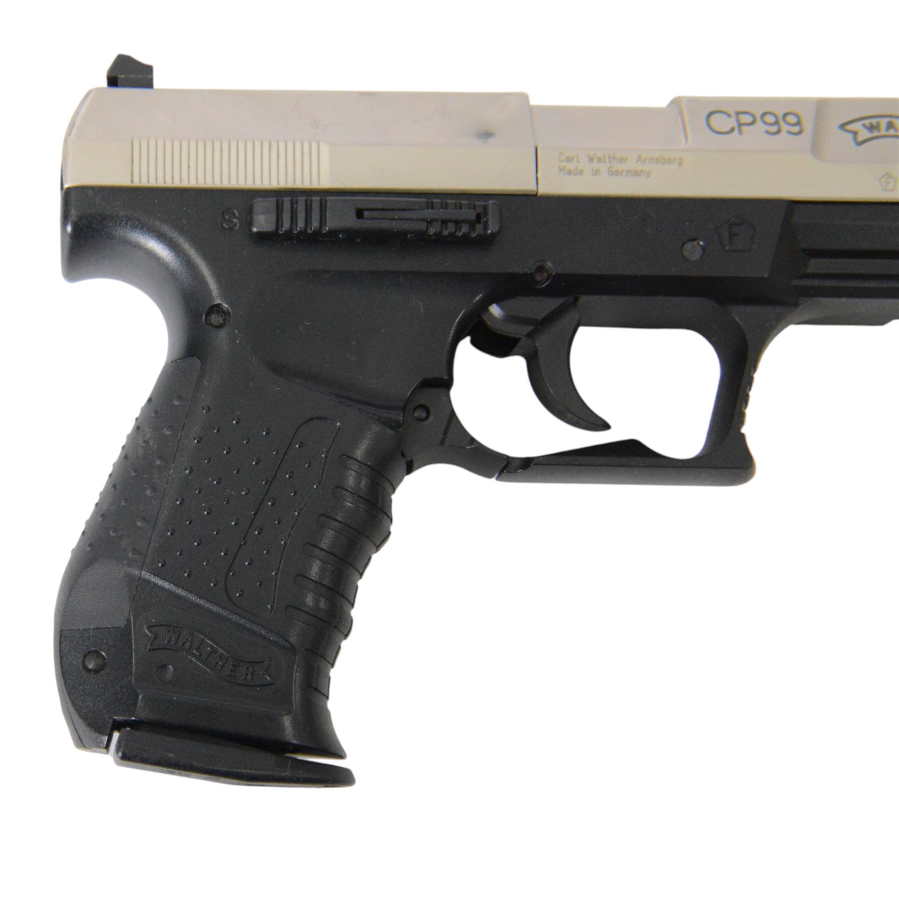 Walther CP99 air pistol, serial no J50295837,  together with Grizzly Win Mag Jr. air pistol and one other air pistol 